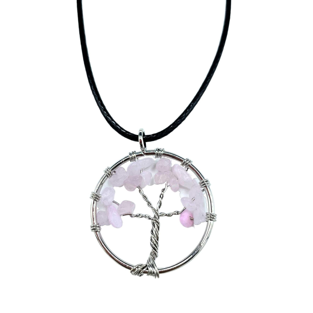 Tree of Life Pendant in Rose Quartz with Elegant Design