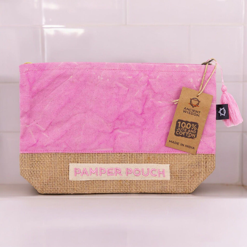 Pamper Pouch in Pink and Purple Stonewash for Daily Essentials