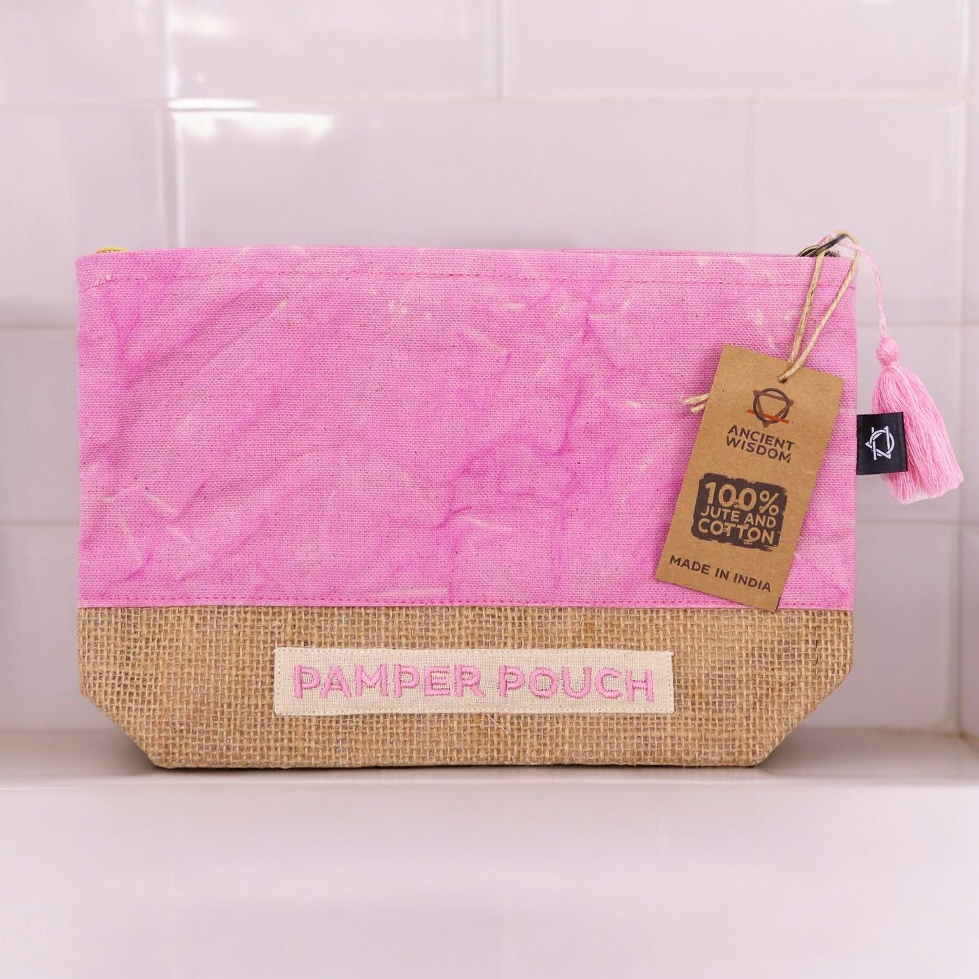 Pamper Pouch in Pink and Purple Stonewash for Daily Essentials