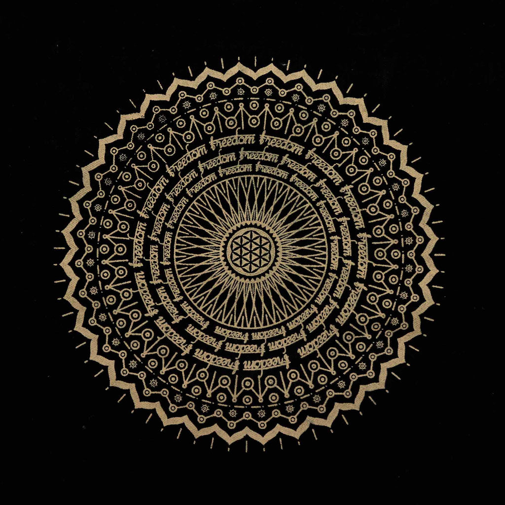 Oversized Stonewash Tote Bag 14oz with Freedom Mandala Design