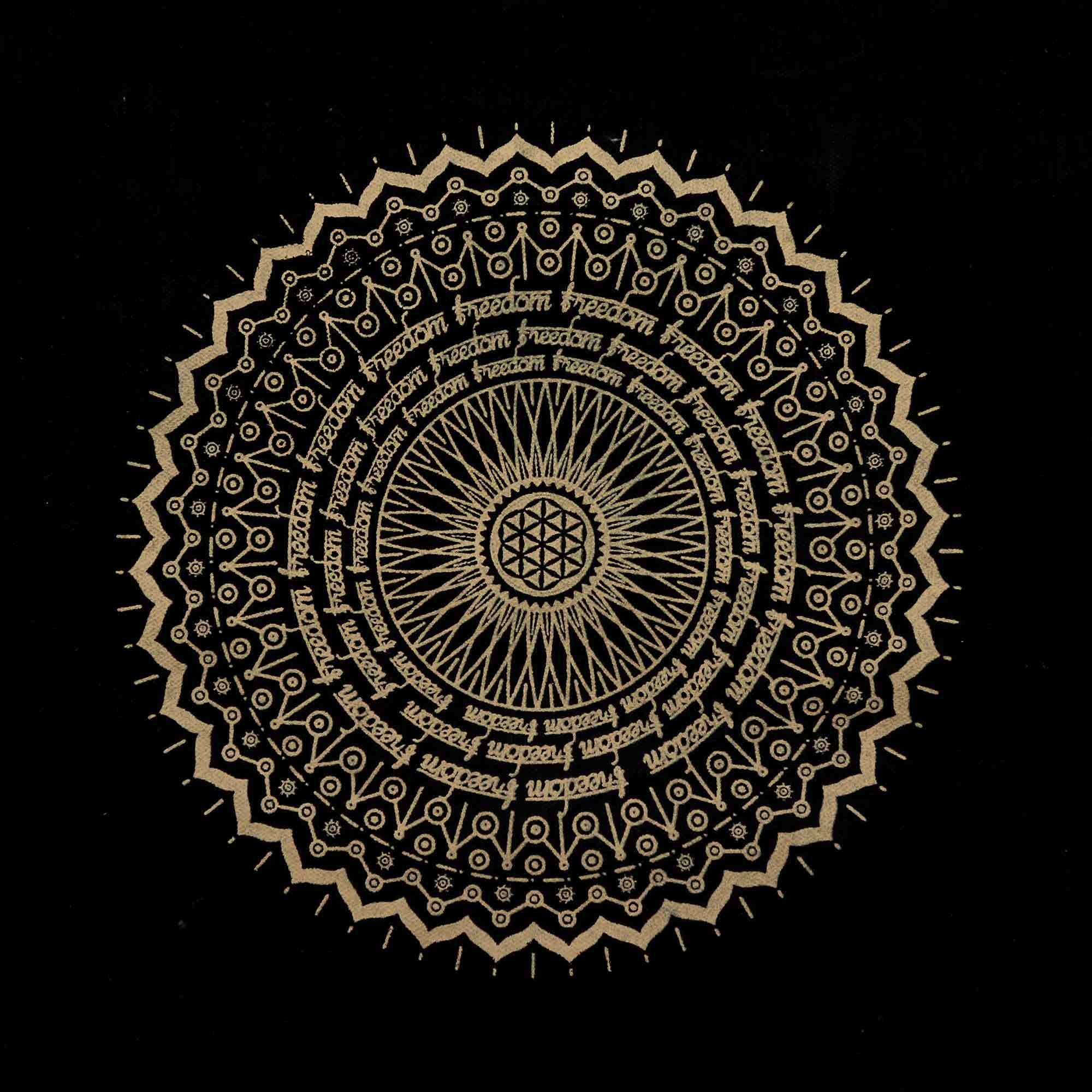 Oversized Stonewash Tote Bag 14oz with Freedom Mandala Design