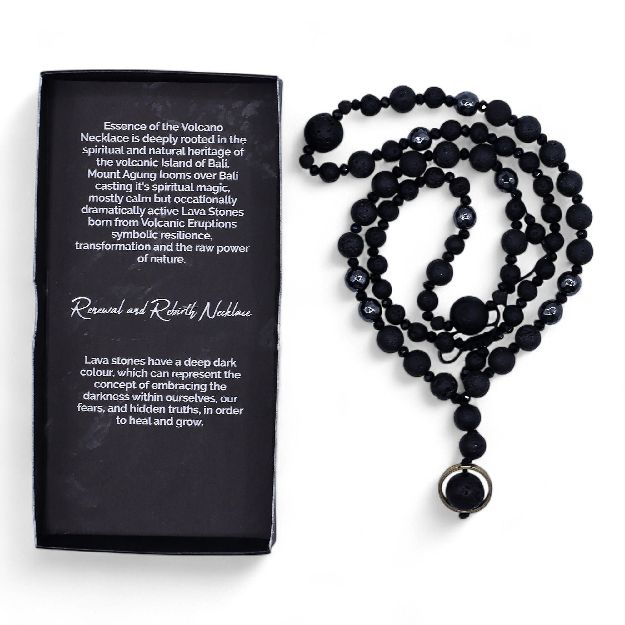 Essence of the Volcano Necklace with Black Lava Stones Gift