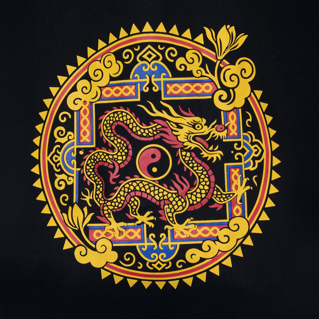 Iconic Classic Tote Bag in Black with Dragon Yin Yang Design