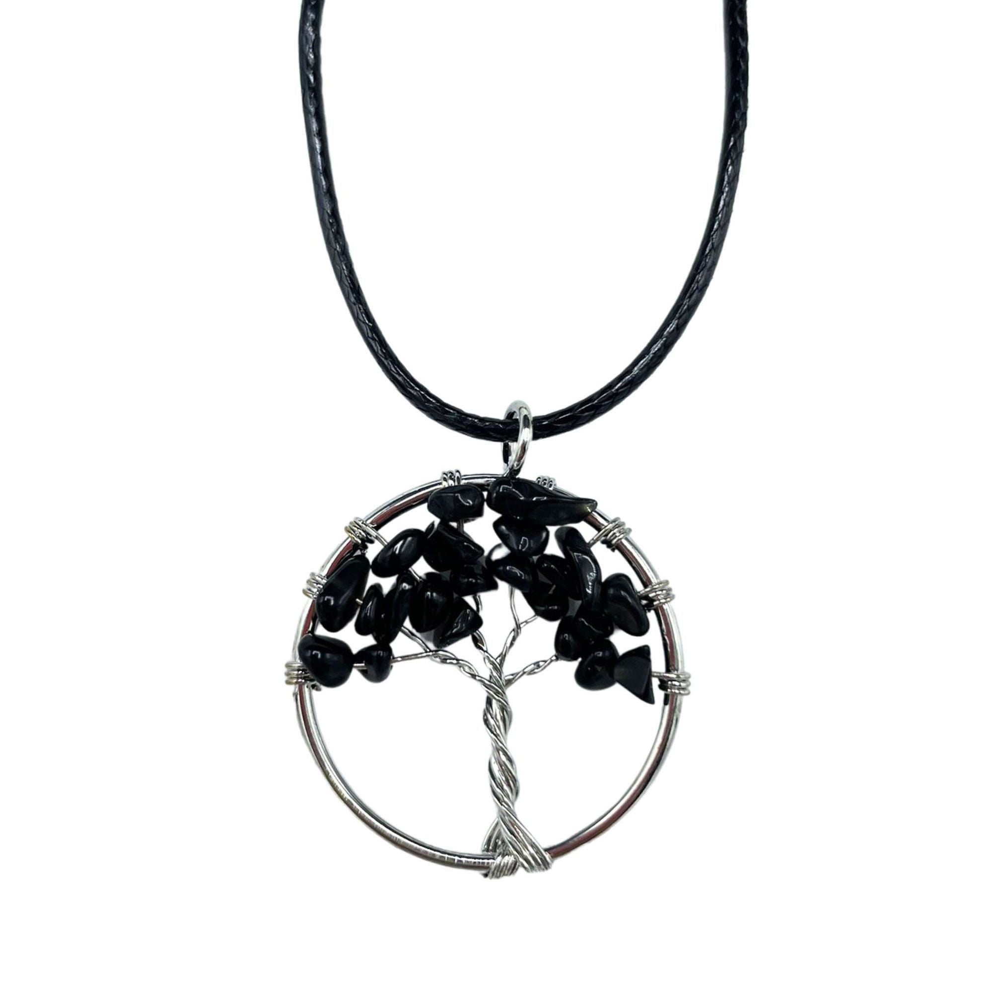 Tree of Life Pendant in Black Agate for Stylish Elegance