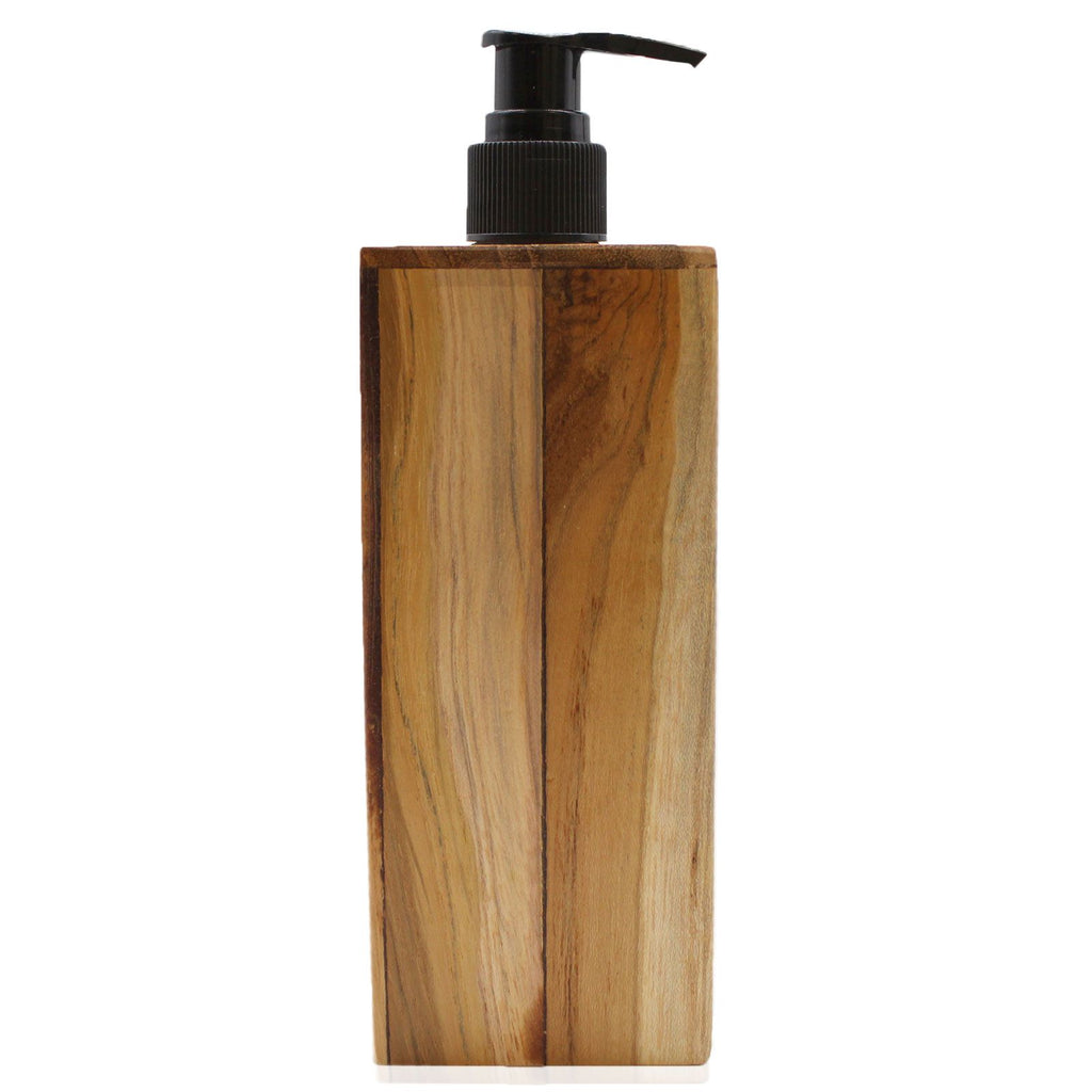 Natural Teakwood Square Soap Dispenser for Home Decor Elegance