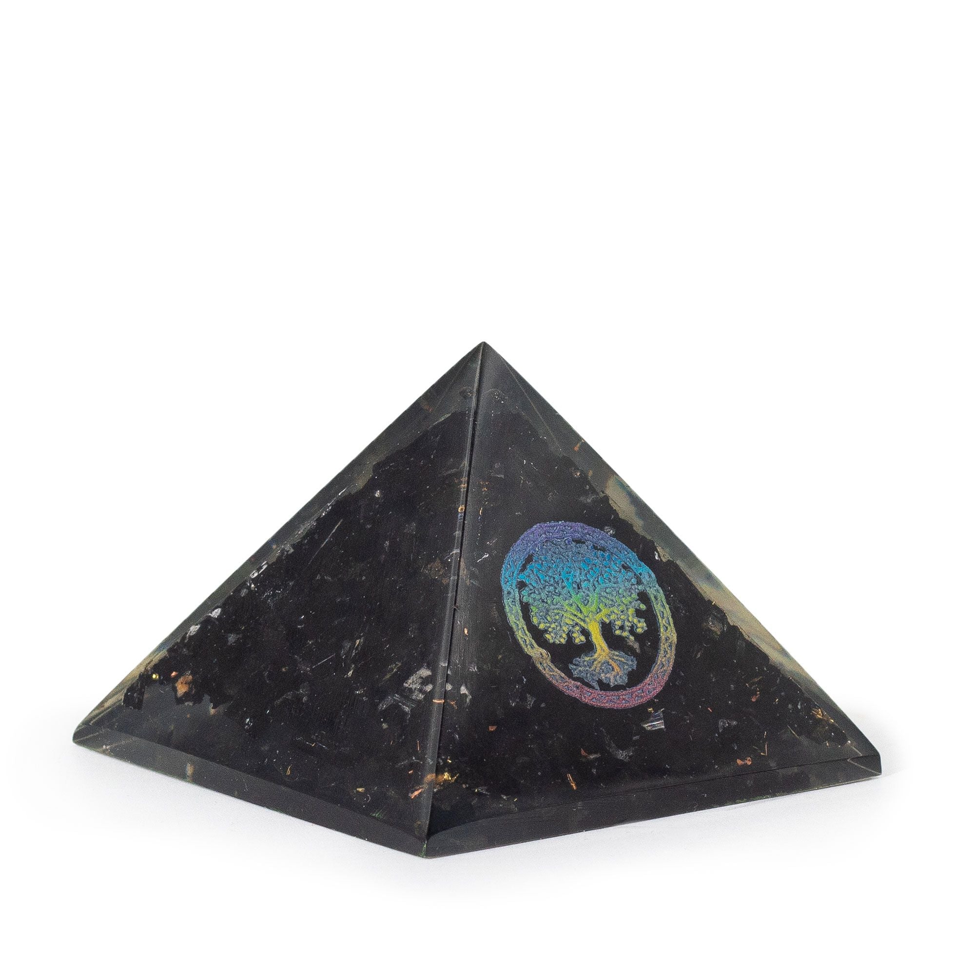 Small Organite Pyramid 5.5x4.5cm - Tree of Life - Black Tormaline Chips