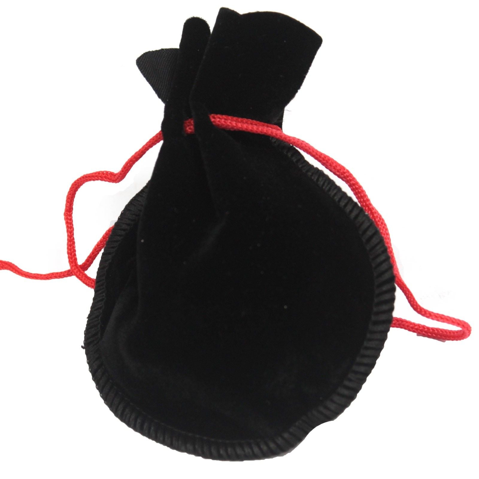 Quality Gothic Velvet Pouch in Black with Red Drawstring