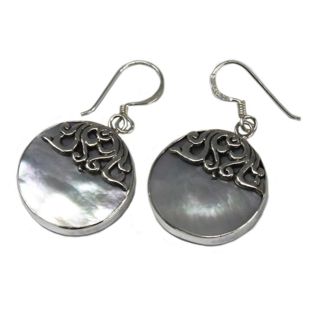 Shell & Silver Earrings Classic Disc Design for Everyday Style