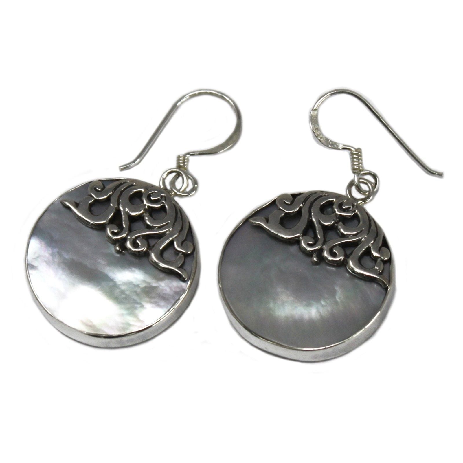 Shell & Silver Earrings Classic Disc Design for Everyday Style