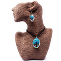 Pressed Flowers Tree of Life Set in Teal for Unique Nature Jewellery