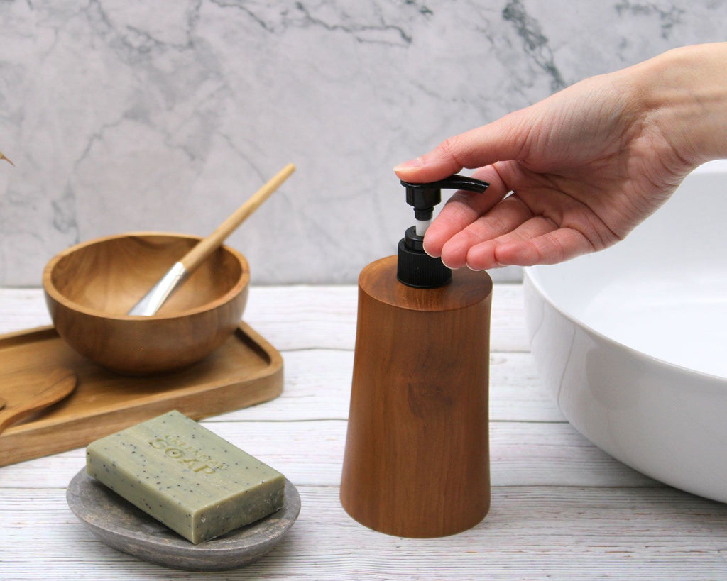 Natural Teakwood Soap Dispenser Taper for Elegant Home Decor