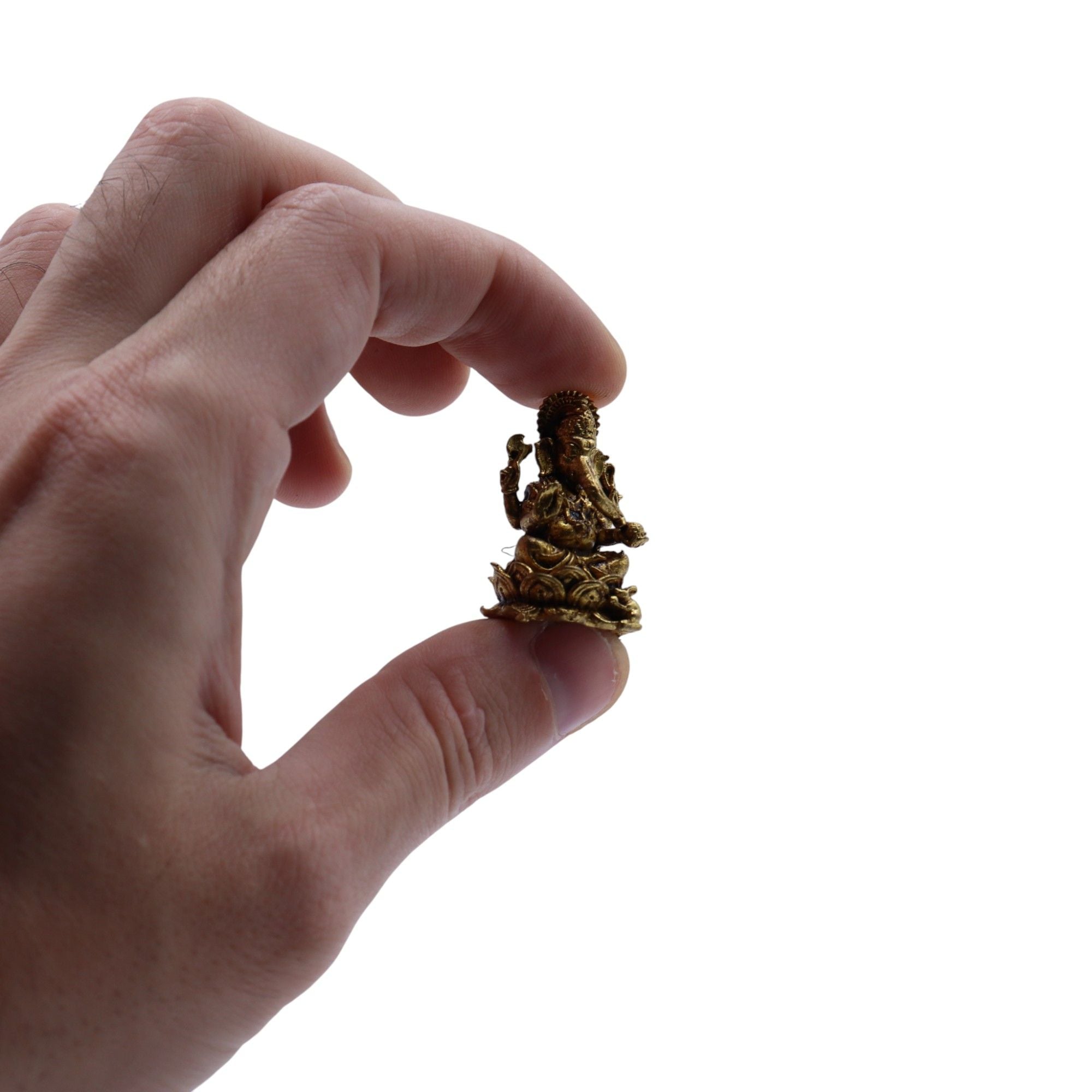 Brass Miniature Ganesha Figurine 30mm for Blessings and Wisdom