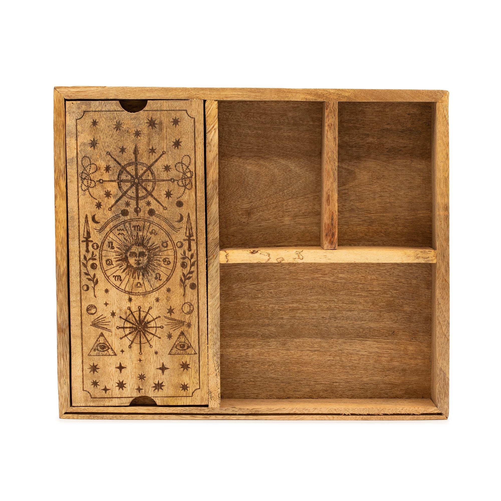Four Section Tarot Box with Card Holder for Organised Readings
