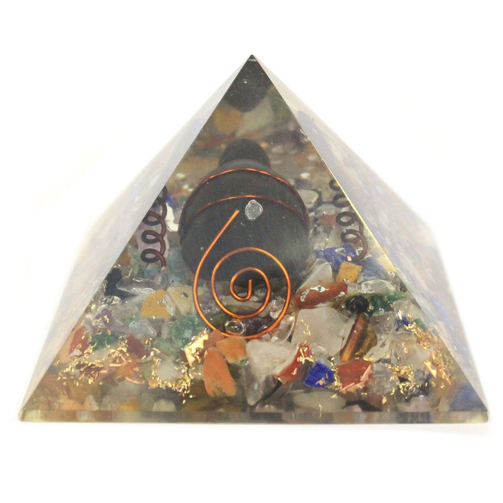 Med Orgonite Pyramid 60mm with Gemchips and Copper Turtle Design