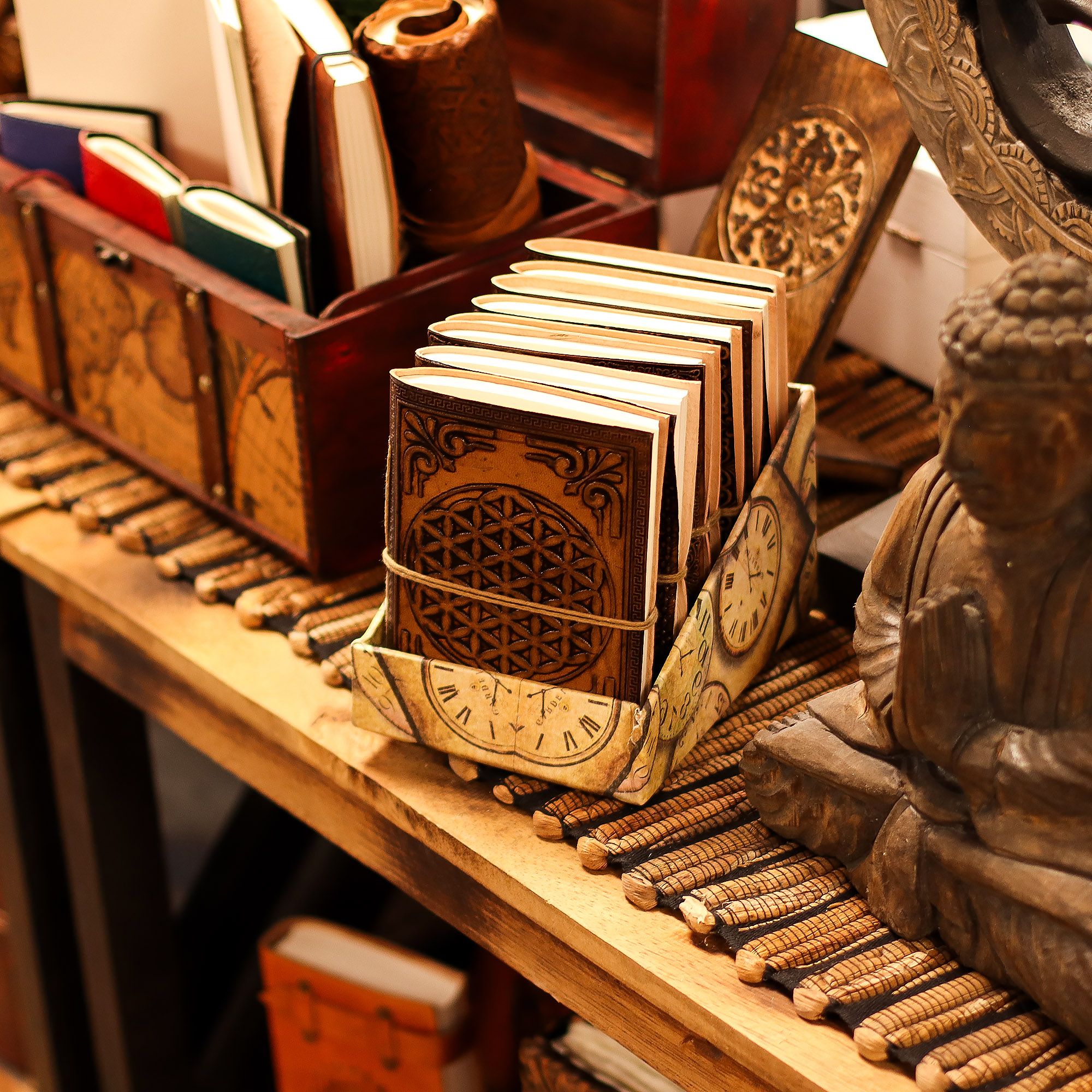 Assorted Leather Notebooks with Unique Embossed Designs