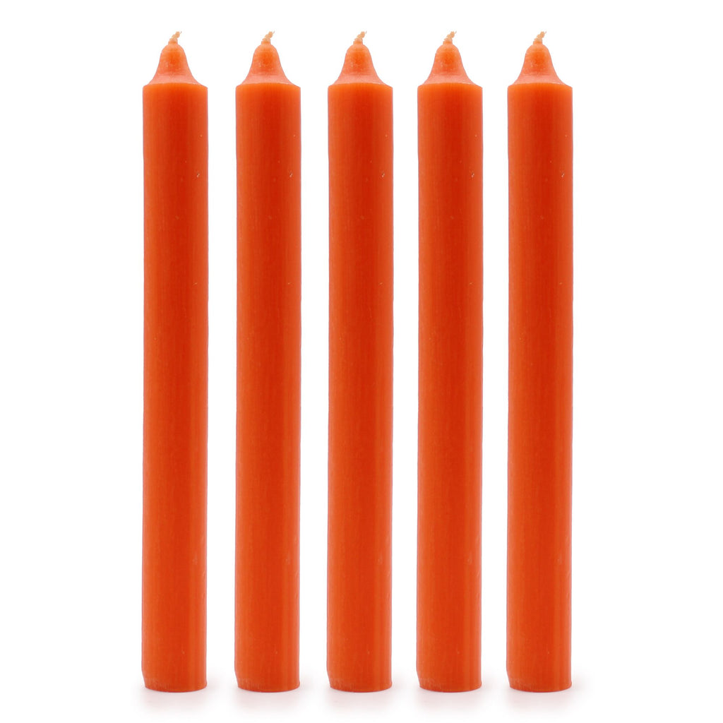Rustic Orange Solid Colour Dinner Candles Pack of 5 for Dining