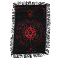 Ancient Witch Pendulum Divination Cloth - Sun Face - Black & Blood Red