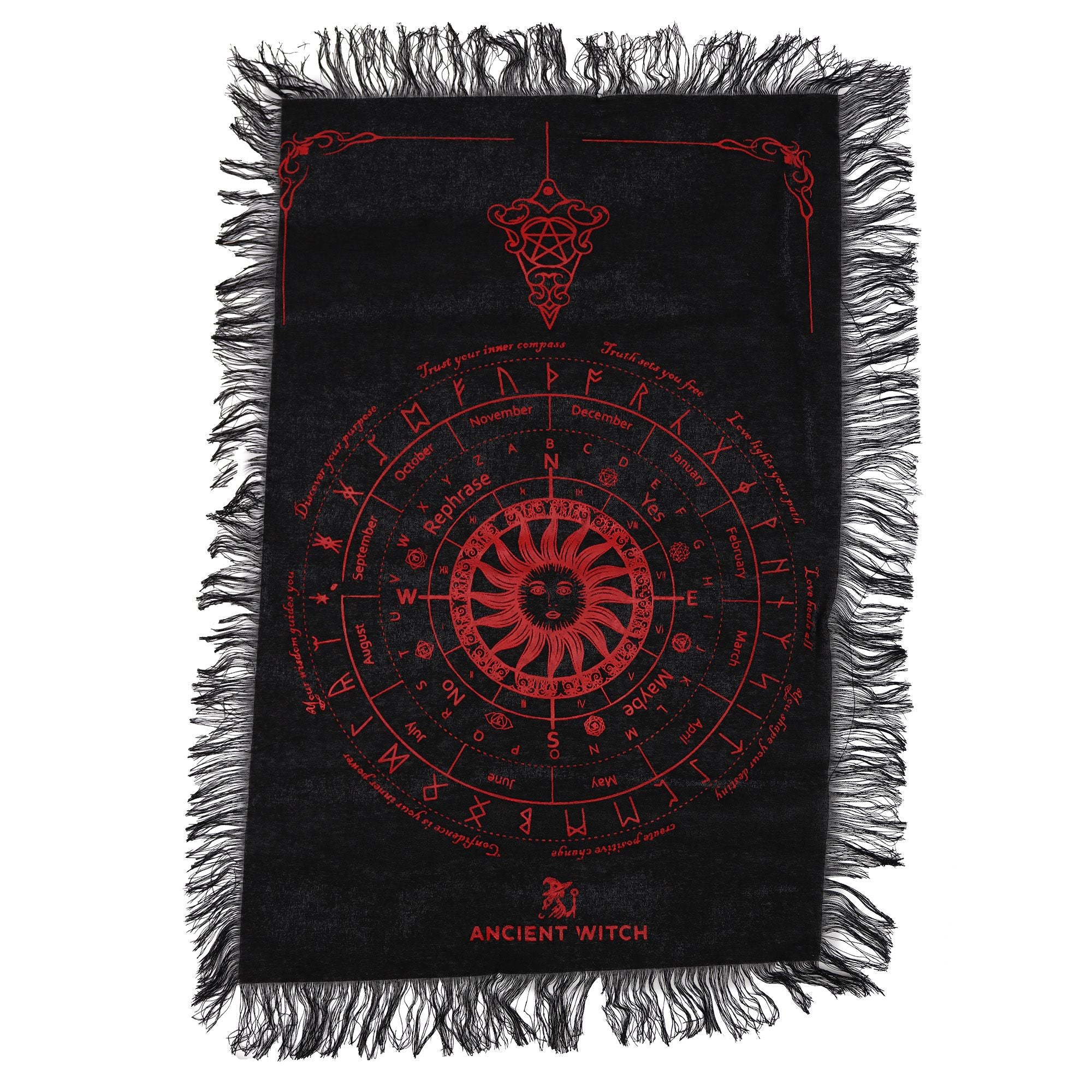 Ancient Witch Pendulum Divination Cloth with Sun Face Design