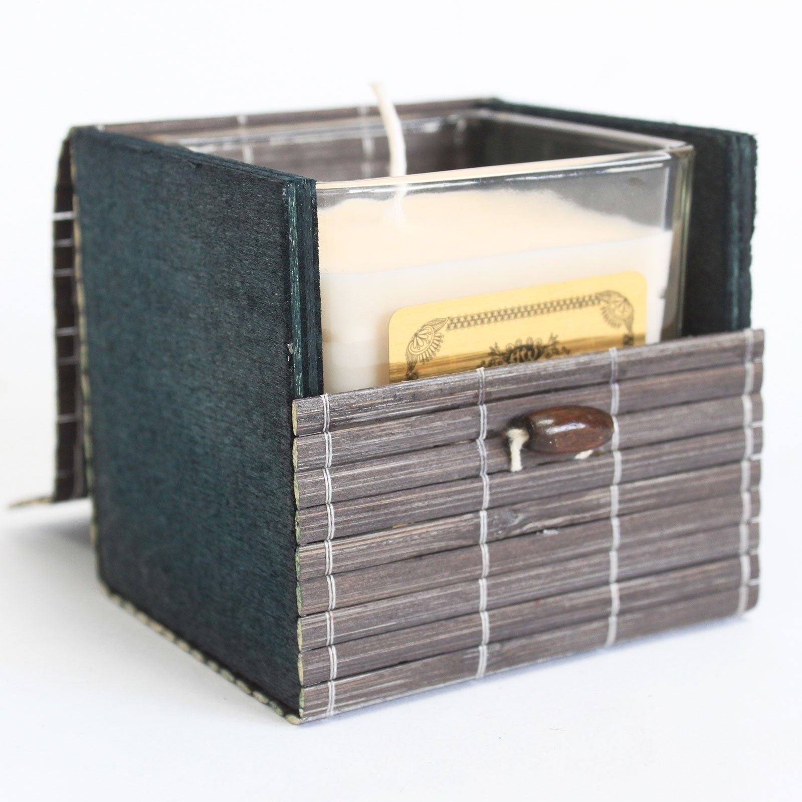 Elegant Single Box Slatted Bamboo Gift Box for Candles and More