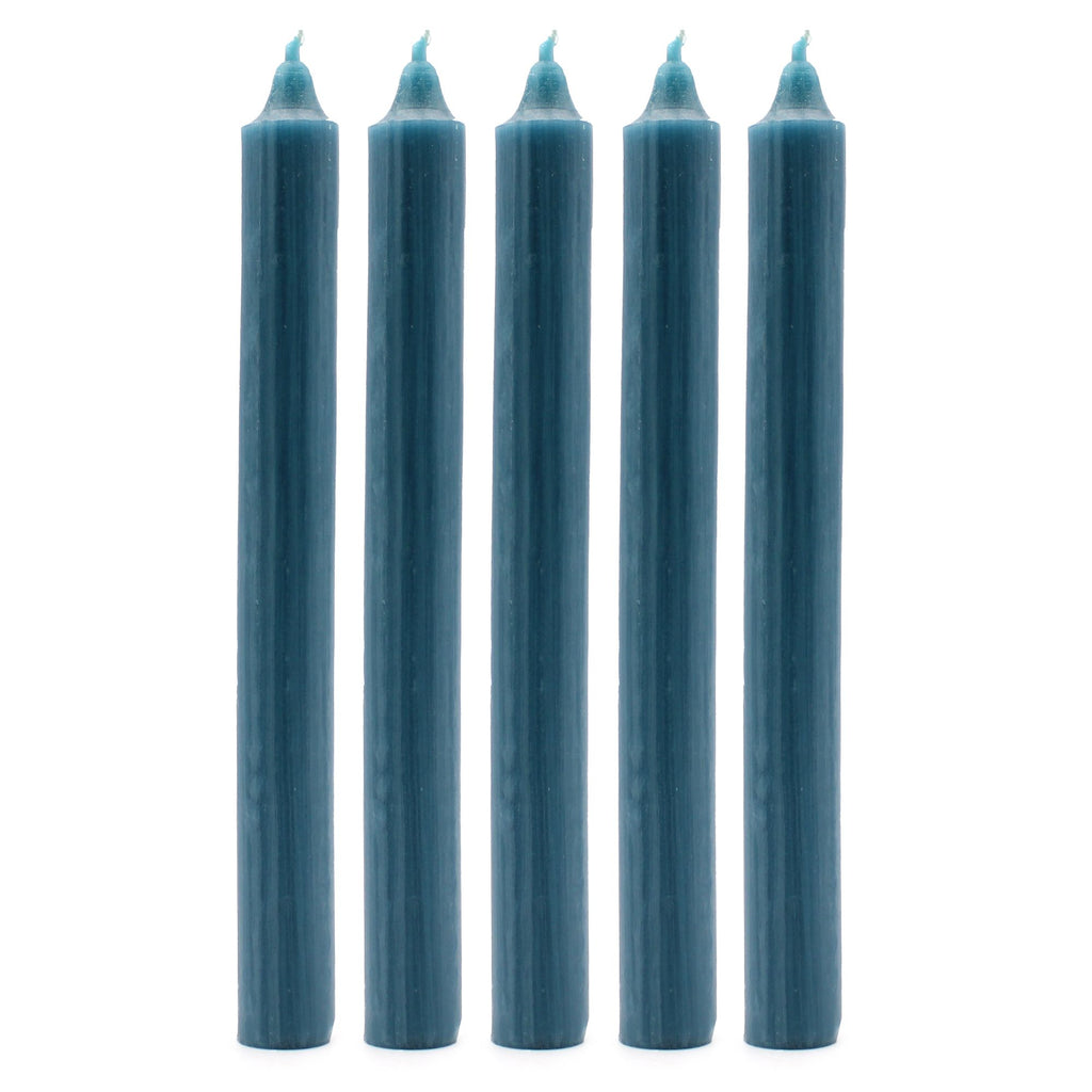 Solid Colour Dinner Candle Set of 21 in Rustic Teal for Decor