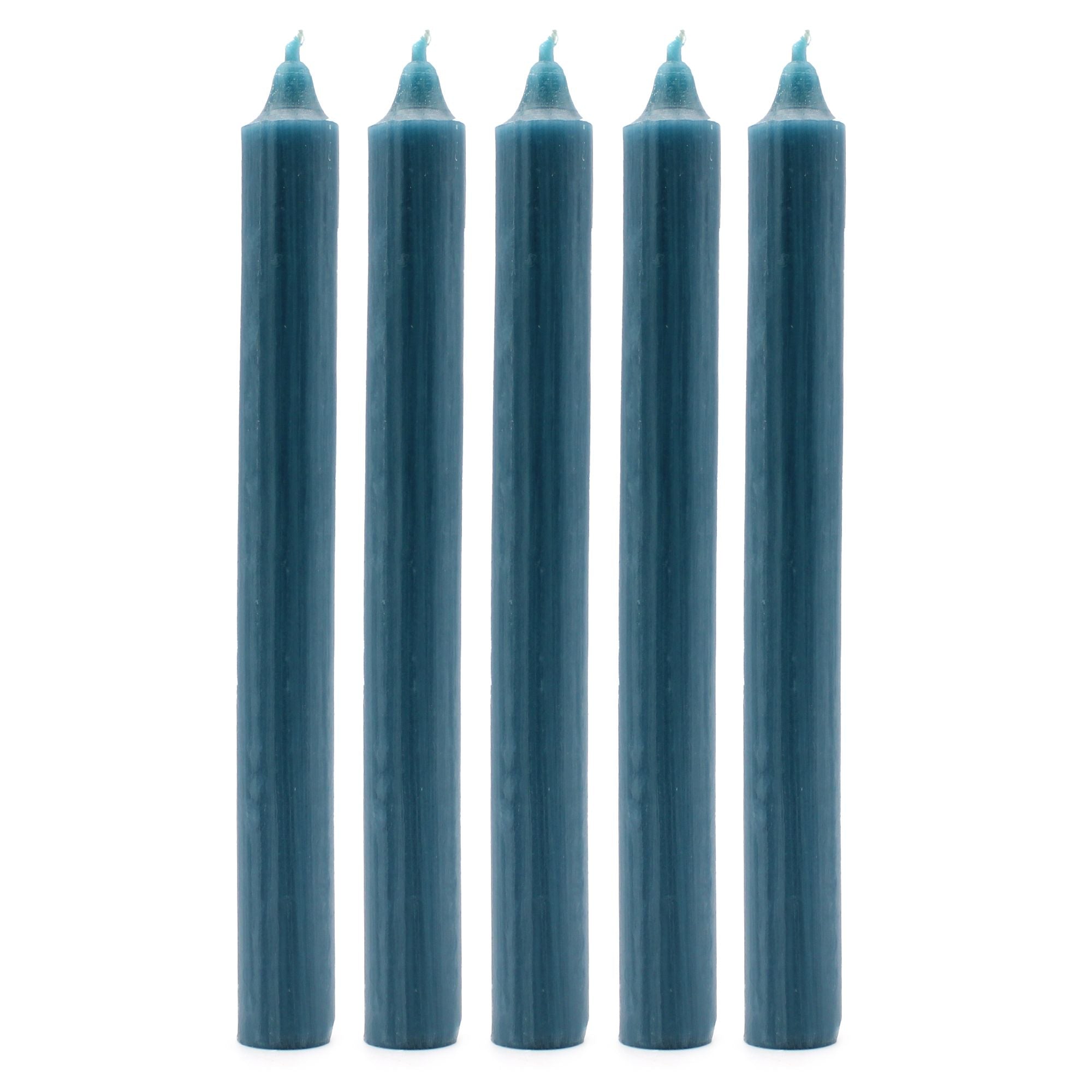Solid Colour Dinner Candle Set of 21 in Rustic Teal for Decor