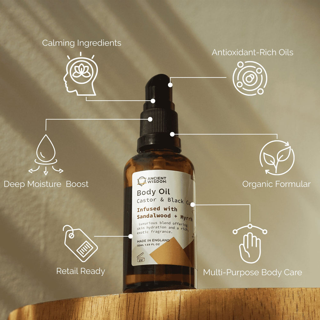 Organic Body Oil 50ml Sandalwood and Myrrh for Skin Hydration