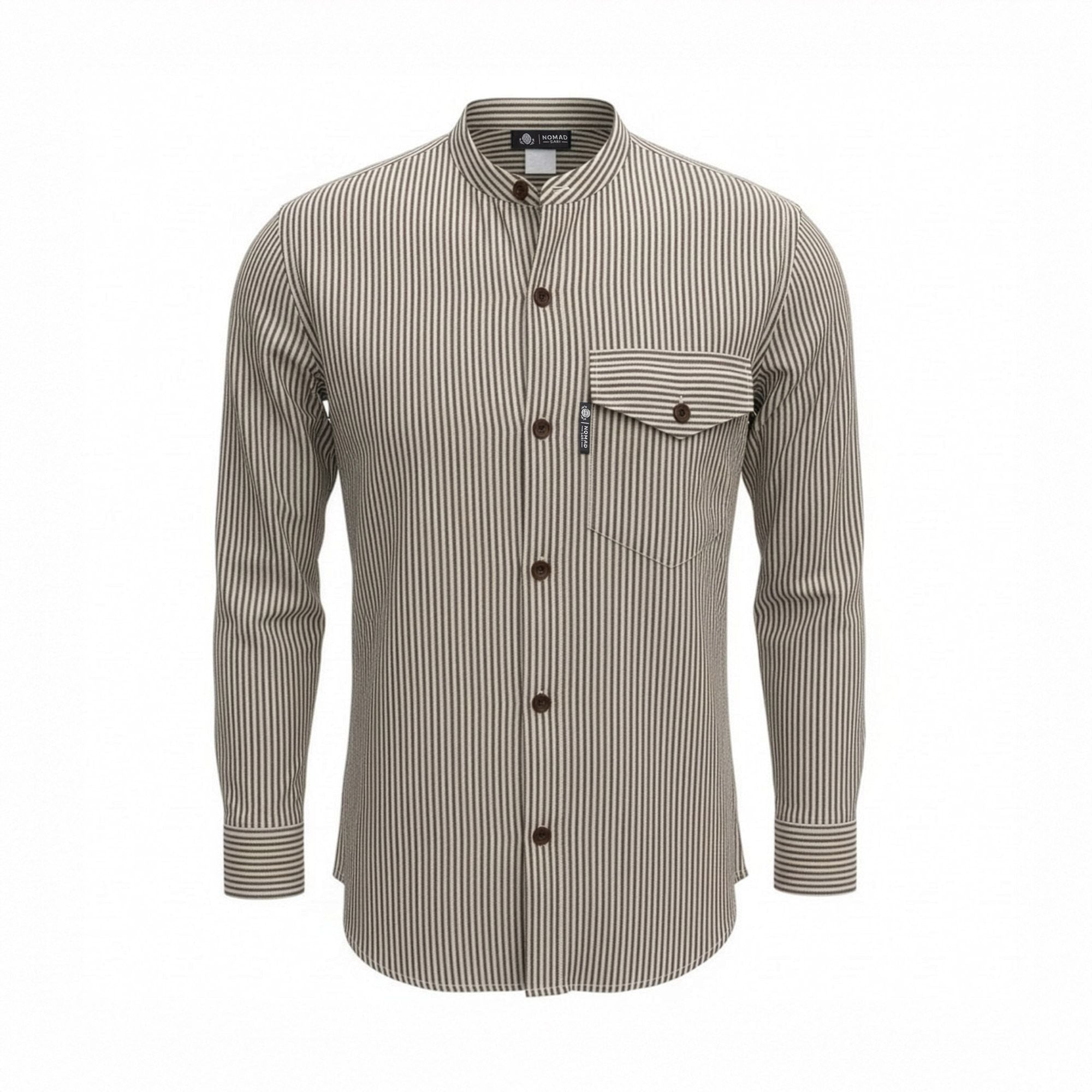 Nomad Sari Grandad Shirt in Grey Stone for Everyday Comfort