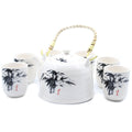 Herbal Teapot Set White Stone Oriental with Matching Cups Gift Set
