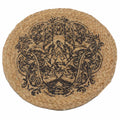 Natural Jute Place Mat with Hamsa Print for Boho Dining Style