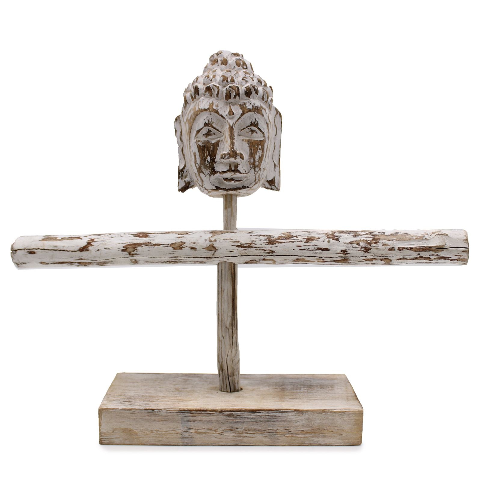 Single Branch Jewellery Stand with Buddha Elegant Whitewash Design