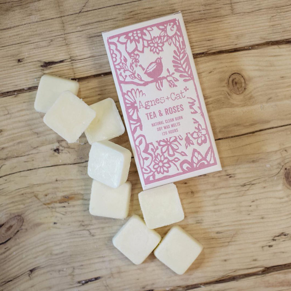 Agnes + Cat Box of 8 Wax Melts - Tea & Roses
