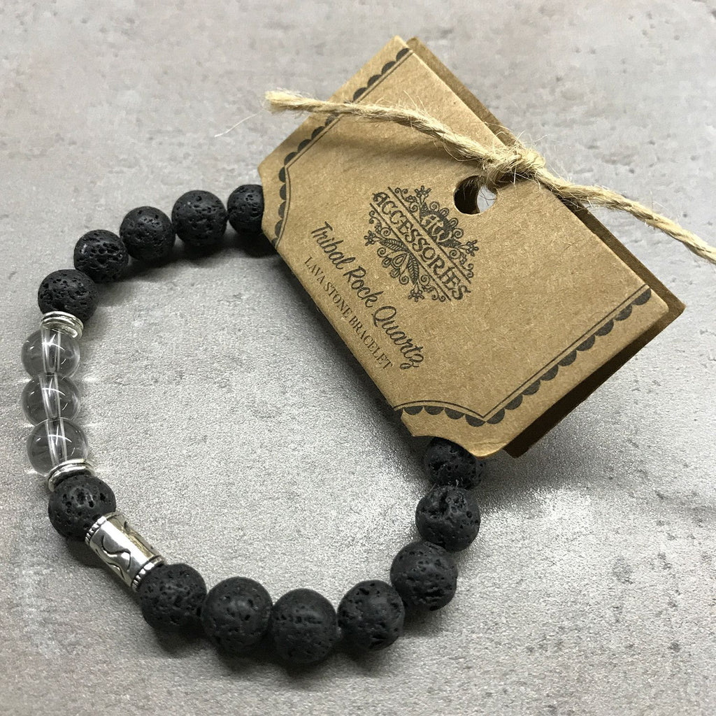 Lava Stone Bracelet with Tribal Rock Quartz Aromatherapy Diffuser