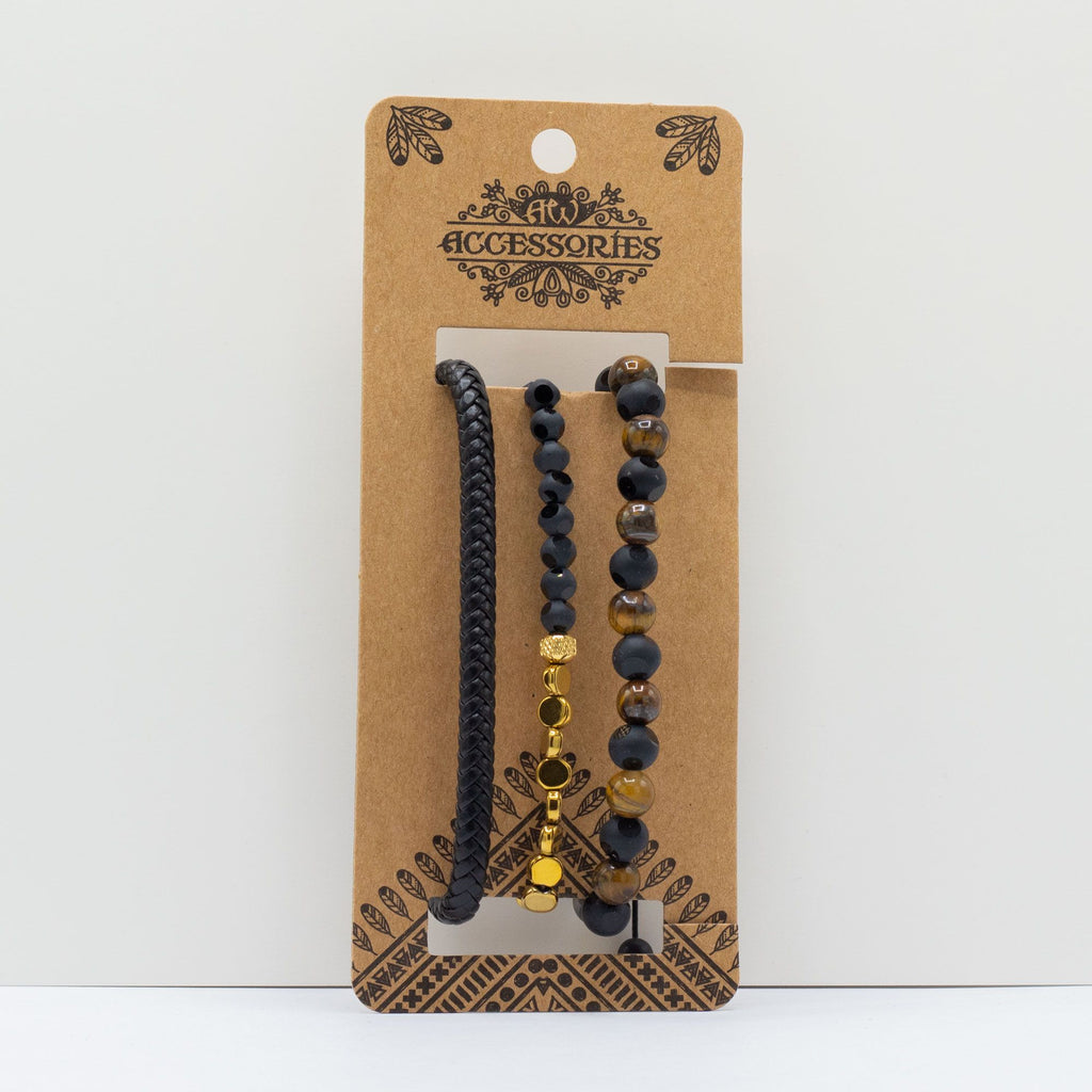 Mens Premium Bracelet Sets with Stylish Black and Tan Designs