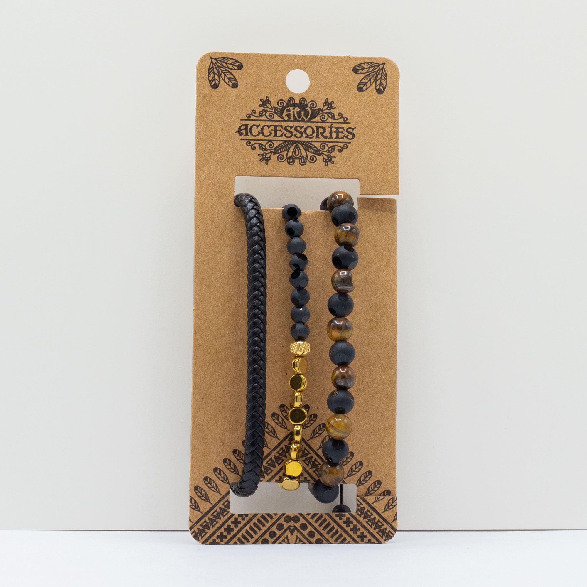 Mens Premium Bracelet Sets with Stylish Black and Tan Designs
