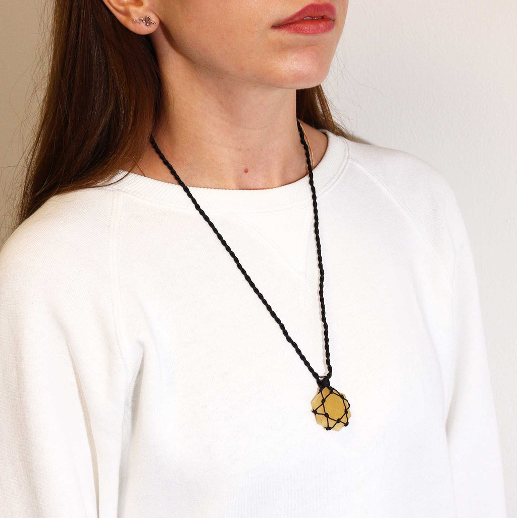 Laced Gemstone Hexagon Pendant with Radiant Yellow Quartz