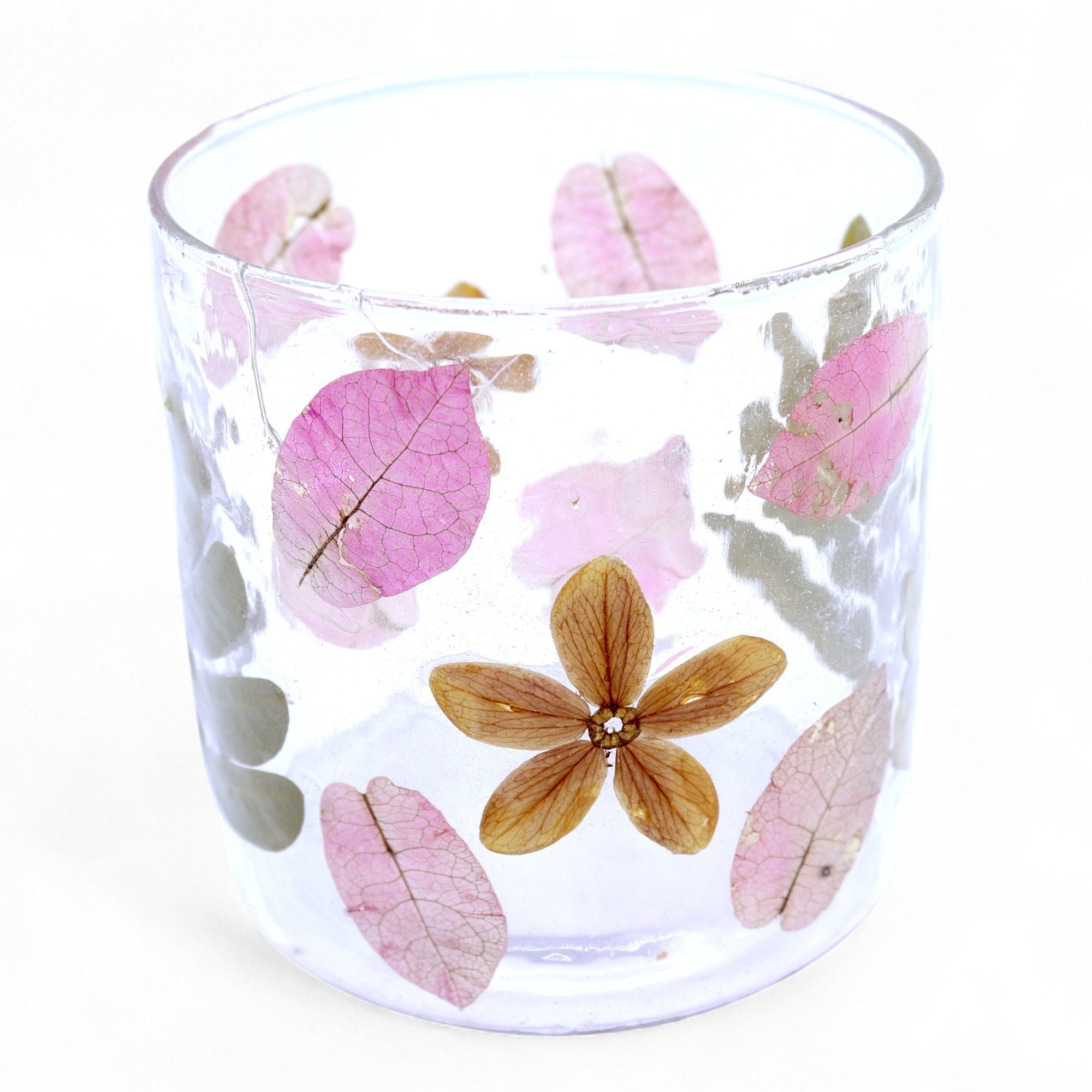 Natural Floral Glass Candle Holder Primavera for Home Decor