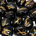 Runes Stone Set in Pouch Black Onyx for Mystical Insights