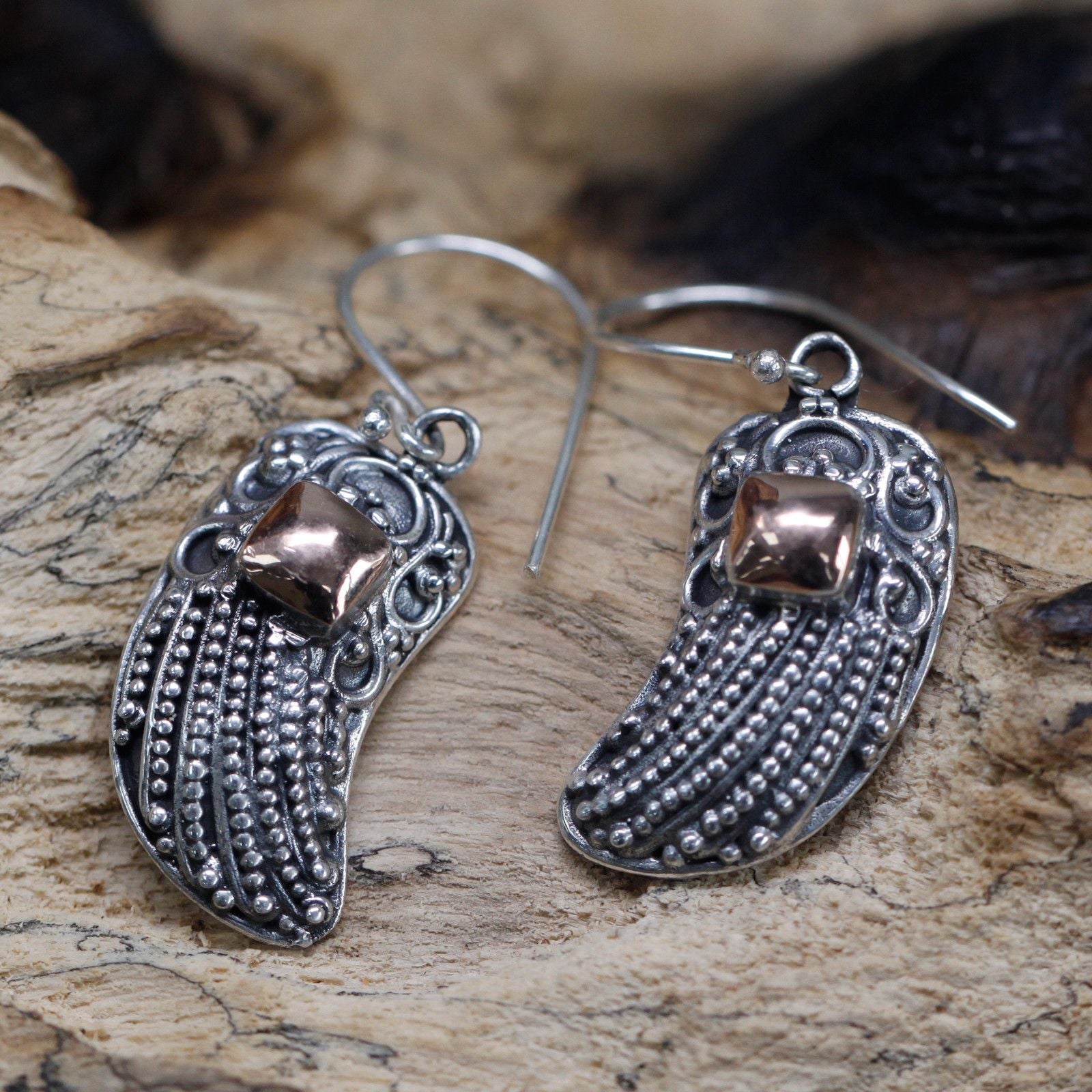 Stunning Silver and Gold Earring with Angel Wings for Style