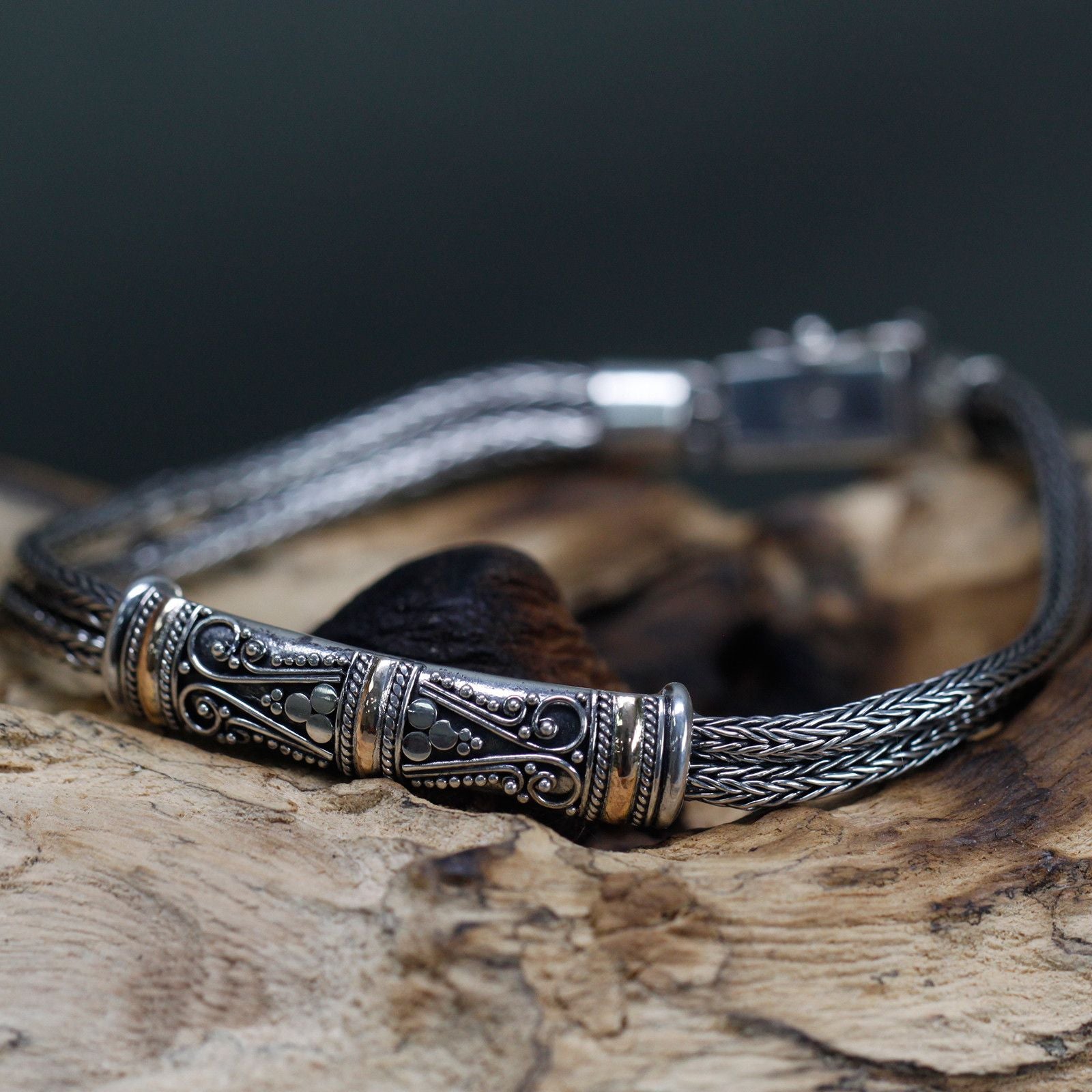 Stylish Silver and Gold Bracelet Unisex Twin Chain for Gifting