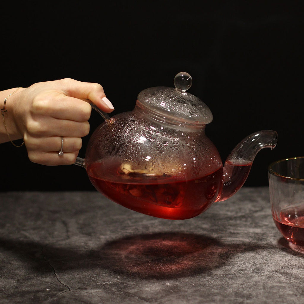 Glass Infuser Teapot Round Pearl Design 800ml Capacity