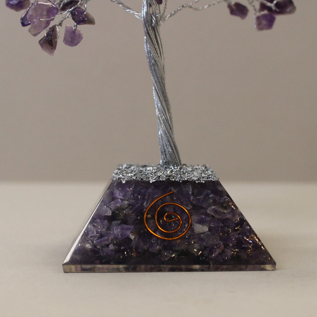 Amethyst Gemstone Tree with Orgonite Base for Home Decor