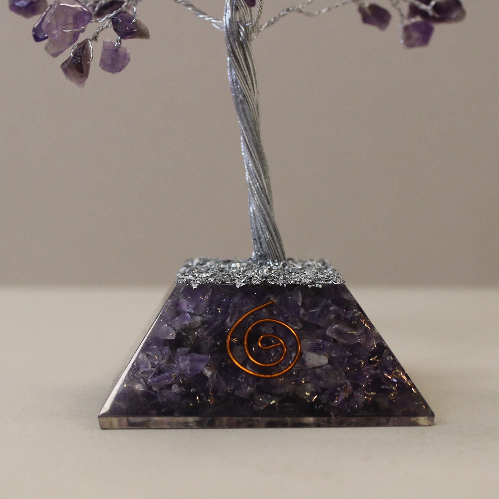 Amethyst Gemstone Tree with Orgonite Base for Home Decor
