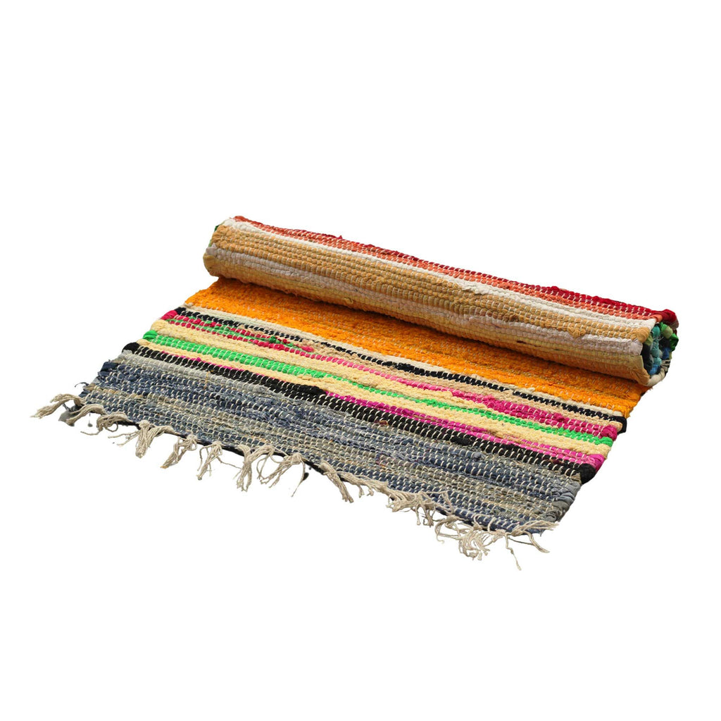Small Rag Rug in Vibrant Rainbow Colours for Home Decor 50x90cm