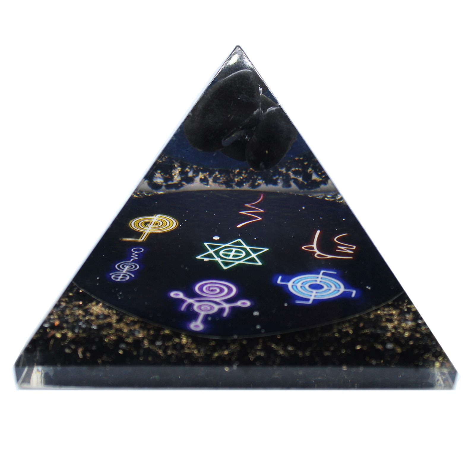 Orgonite Pyramid Midnight Reiki 90mm Unique Home Decorative Accent