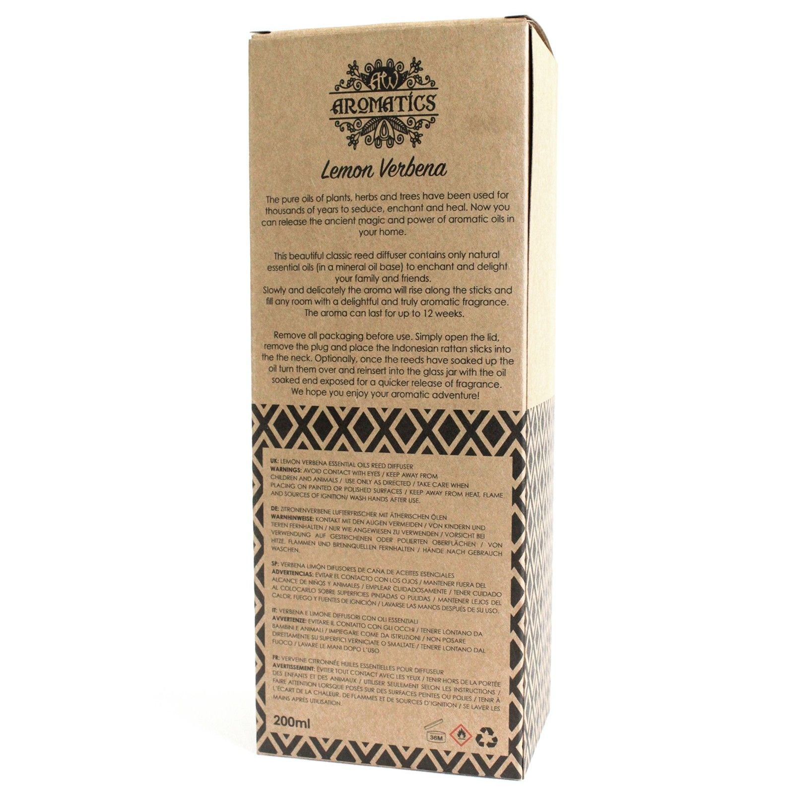 200ml Lemon Verbena Essential Oil Reed Diffuser for Fresh Aroma