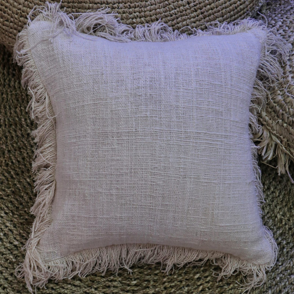 Linen Cushion Cover 45x45cm with Fringe for Stylish Home Decor