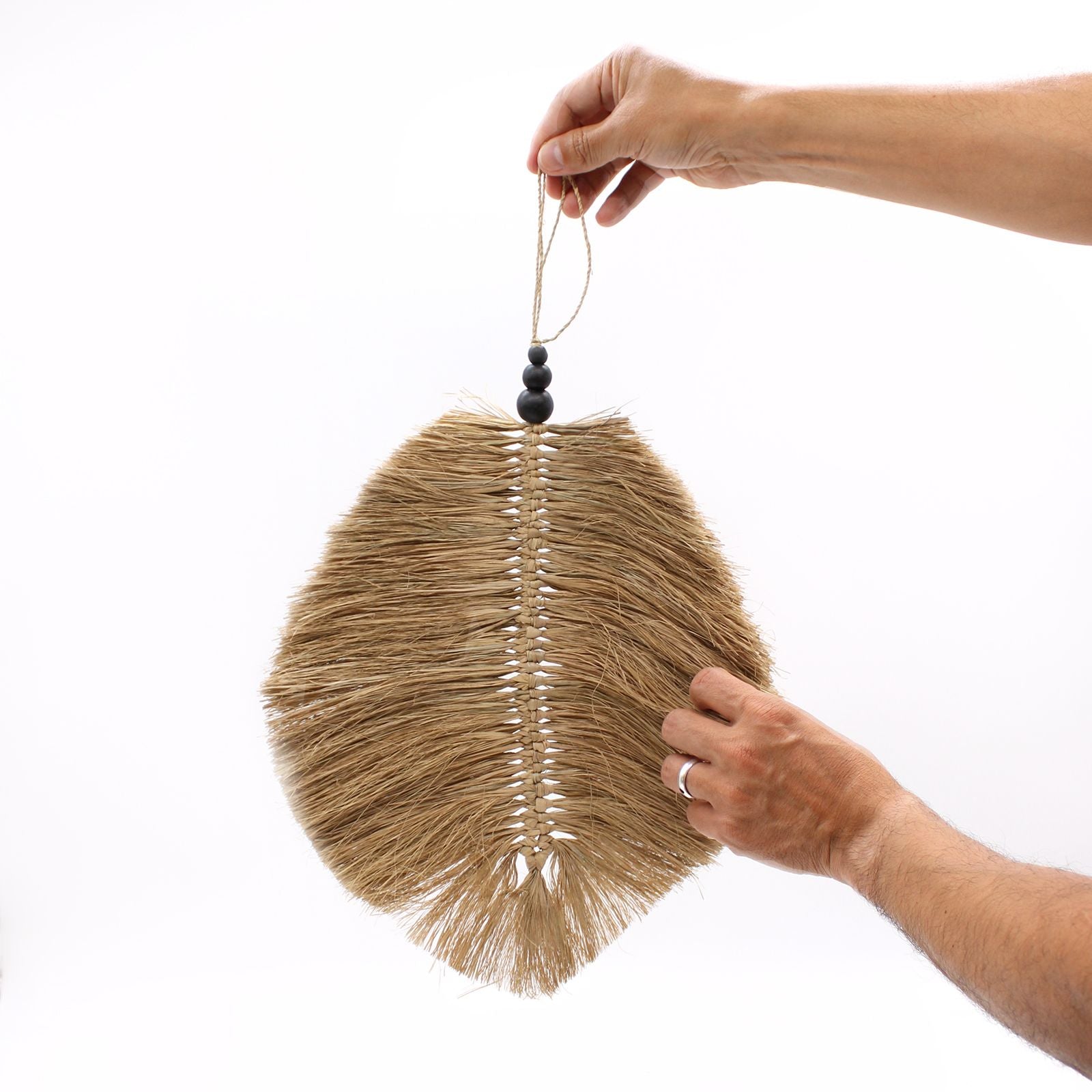 Hanging Raffa Leaf 35cm Natural Wall Art for Home Decor
