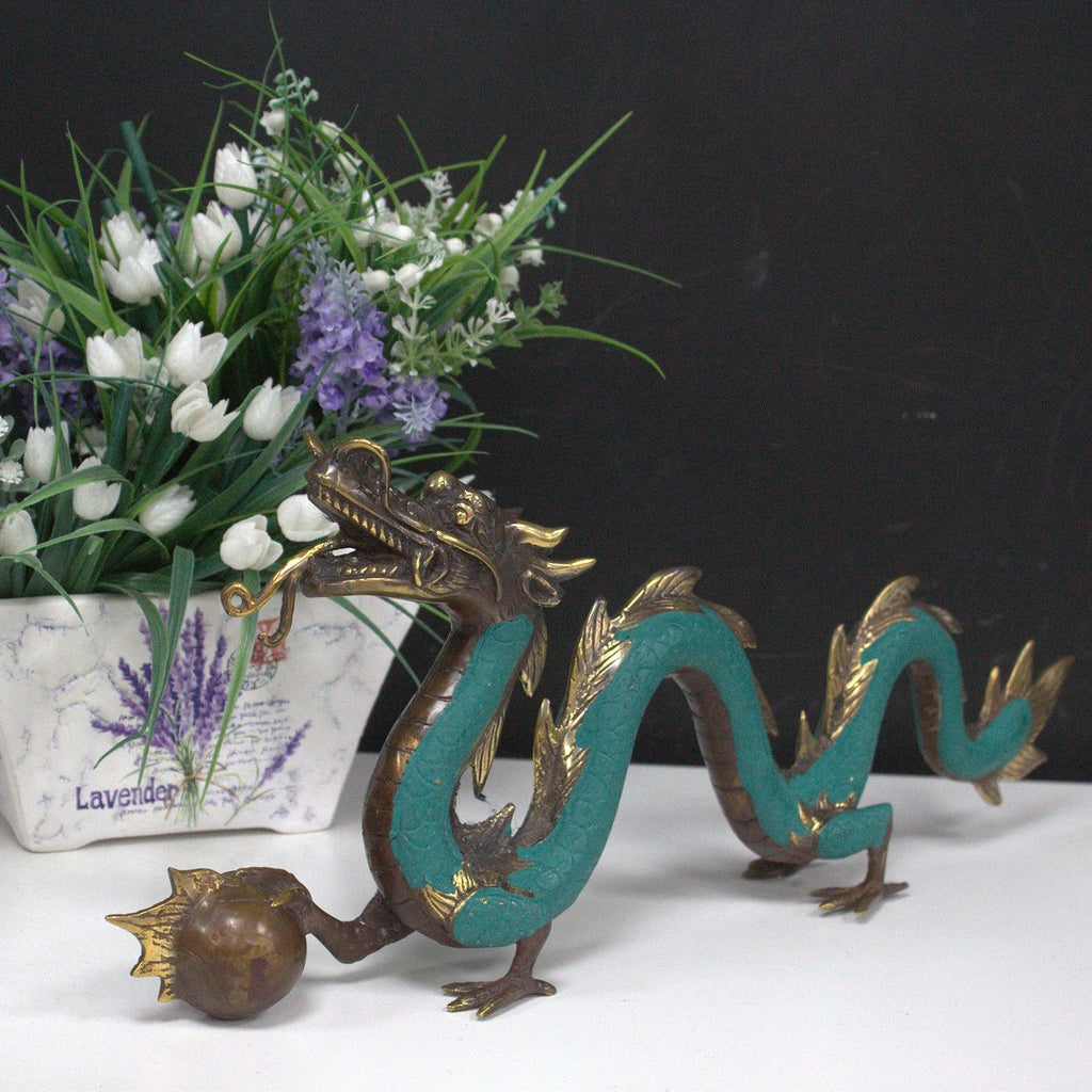 Fengshui Small Dragon with Ball 20cm Decorative Accent for Home