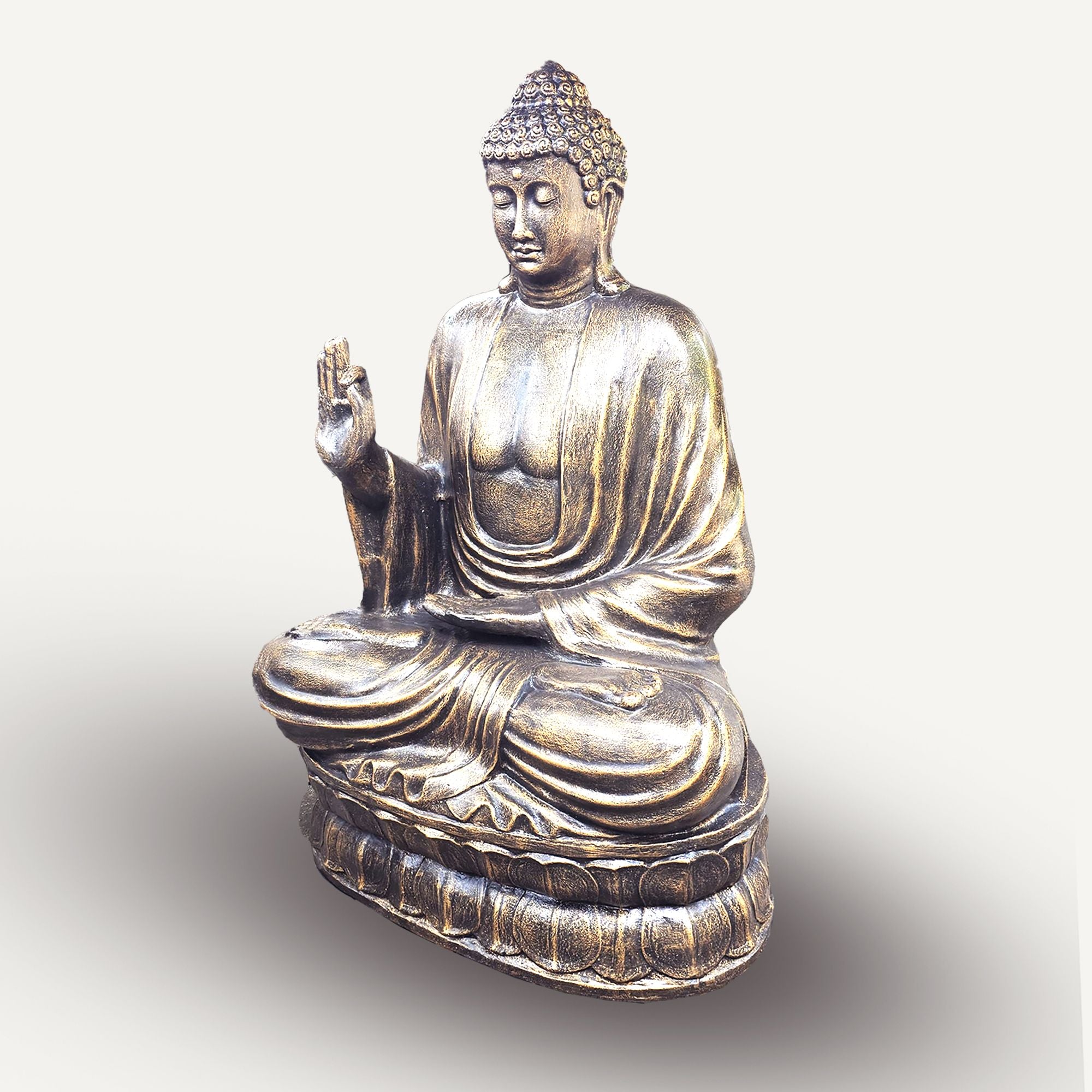 Large Antique Gold Buddha Teaching on Lotus Statue 2 Metres Tall