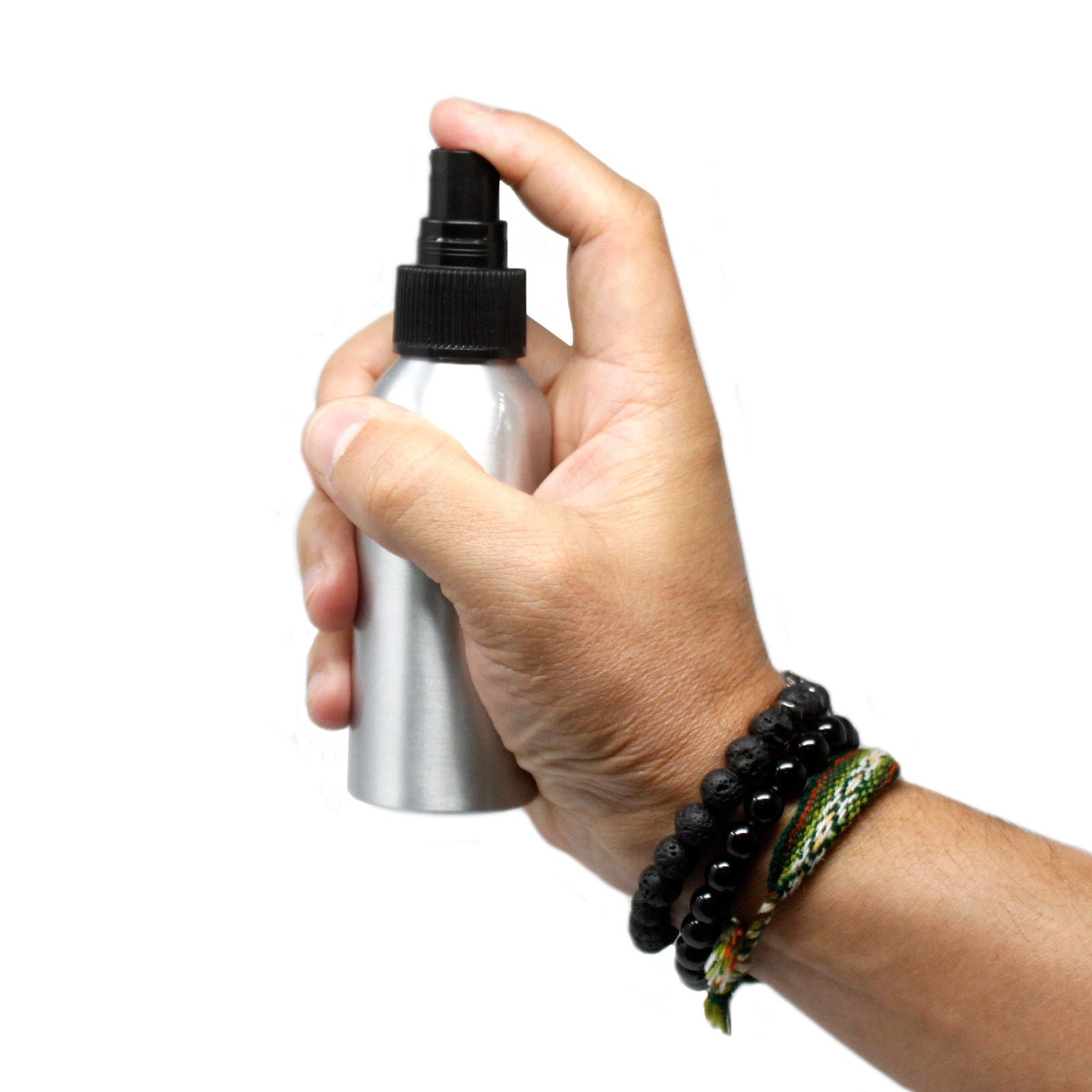100ml Aluminium Bottle with Black Spray Top for Essential Oils